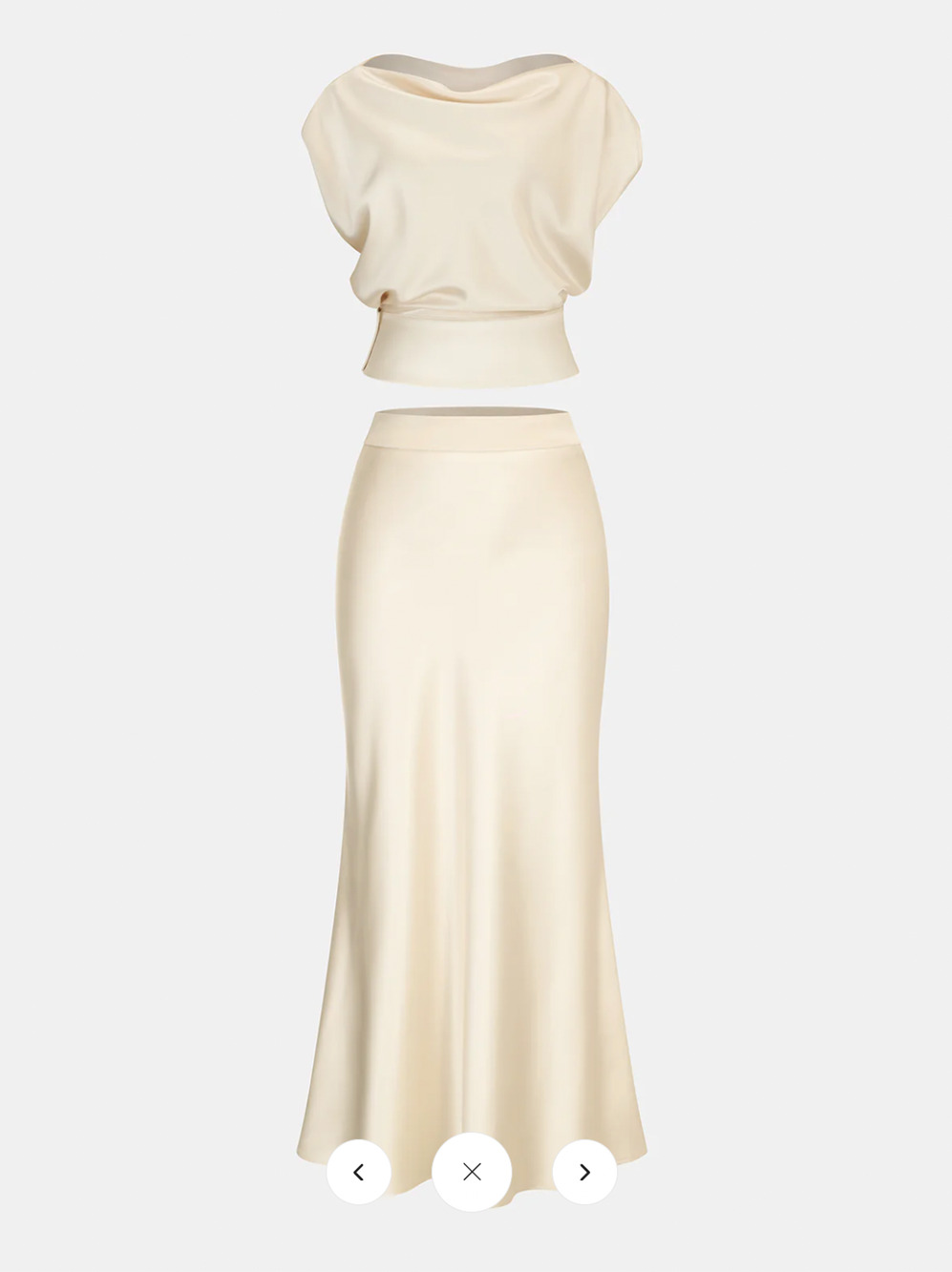 NWT Commense Satin Cowl Neck Top and Skirt Set Sz M